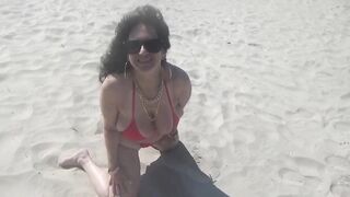 38DD Beach cougar Inside Red String Bikini