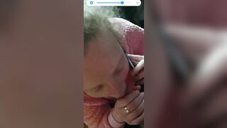Uk Red Haired On phone to mum sucking off dick