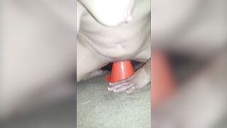 Turned On Fiance Squirts while Masturbating with Weird Insertion