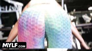 Sweaty Buxom Milf Into Yoga Leggings Upgrades Her Workout