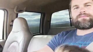 Sucking Off her husband inside the vehicle
