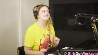 Chubby big titted cunt with mouth licks unshaved twat and butt inside the studio