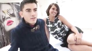 Their first exchange, DPs and lots of cum for this young cou