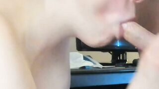 adorable blond loving giving blowjob