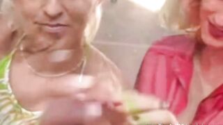 2 Blonde Women Offer A Voluptuous Hand Job And Creampie