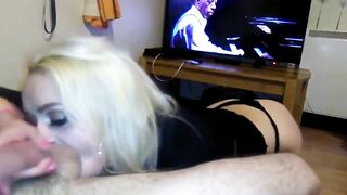 Blonde Lover Blows Penis n Nuts until Cum Inside Mout