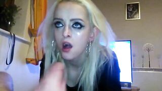 Blonde Lover Blows Penis n Nuts until Cum Inside Mout