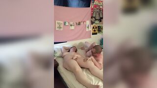 Hotwife watches cuckold porn with tiny dicked hubby