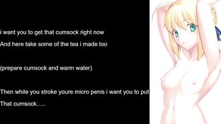 Saber finds youre cumsock anime joi