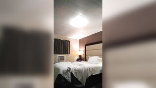 Jumping nude on the bed.