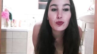 Crazy whore chocking on vibrator | self piss face dunking