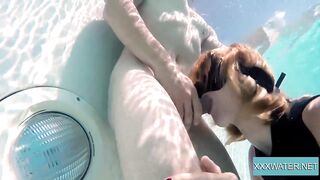 Young goddess Marcie blows on long dick inside the pool