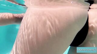 Young goddess Marcie blows on long dick inside the pool