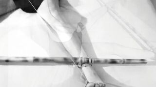 Titties bdsm with her NIPPLES clamped to her FOOT