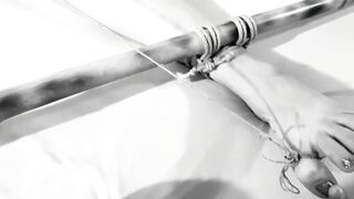 Titties bdsm with her NIPPLES clamped to her FOOT