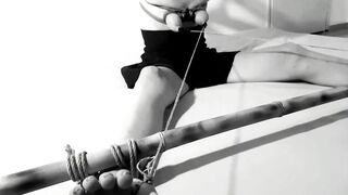 Titties bdsm with her NIPPLES clamped to her FOOT