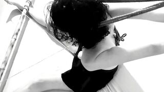 Titties bdsm with her NIPPLES clamped to her FOOT