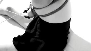 Titties bdsm with her NIPPLES clamped to her FOOT