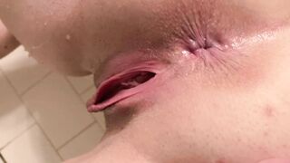 Cutie mom Pink Asshole Stretched Open Wide inside the Shower!