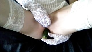 milf Fucks a Zucchini into Cunt & Butt - REAL