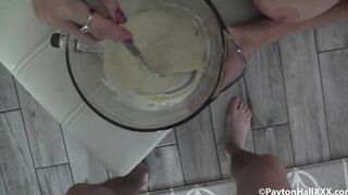 Dirty Payton Hall eats her stepson Connor's waffle load