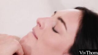 Bombshell blonde and good dark haired eat each other's soak snatch