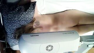 Sweetie having fun with herself under the sunbank