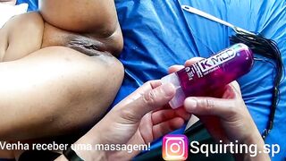 woman rubs, anal stimulation, huge booty, and whip part two