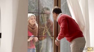 OLD4K. Old dude for his kindness gets sexually rewarded by