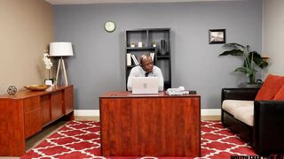 Blonde stacked secretary MARILYN JOHNSON takes penis from boss
