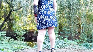 Spreading my big butt rough and peeing inside outdoor