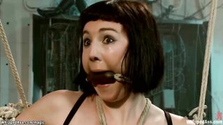 Lesbo domina whipping tied dark haired