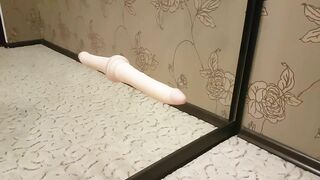 Bombshell banged! into front of the mirror with cum swallowing