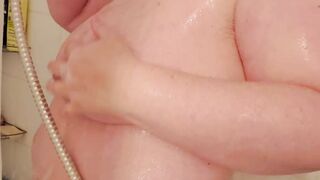 mom's Goddess shower and soapy long boobs and booty