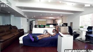 Spying on him while he is masturbating his long ebony
