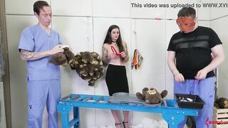 Threeway slave spit roast for FETISH barely legal