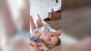 Blonde with amazingly hot tits screwed inside doggy style position