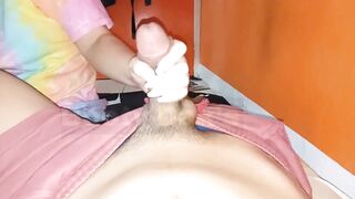Stepsisters porn video – My step sister gives me a hand job and decided to nailed her