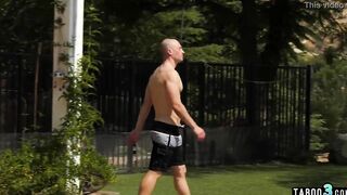 Oiling by the pool ends into blonde 18 stepsisters Kasey