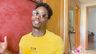 Lucky ebony bro bangs his Beauty and big titted friend for