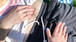 Outdoors Bj - people walk and drive by - I cum inside mouth