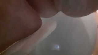 Quick orgasm at the restroom room.