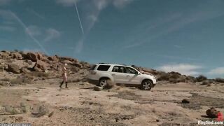 boyfriend whips lover and college Hottie into desert