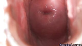 Speculum Goddess sex toy fucking cunt before spreading pussy