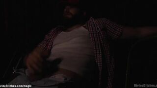 Porn shop owner binds and fucks trucker