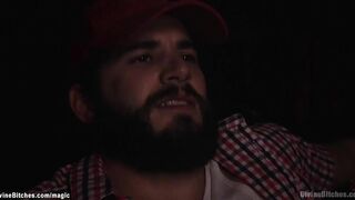 Porn shop owner binds and fucks trucker