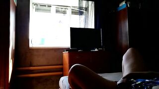 Milf fucks herself for window cleaner