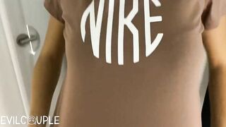 I TOOK LABELED TSHIRT AND MADE HIM CUM ON IT (CHANGING ROOM)