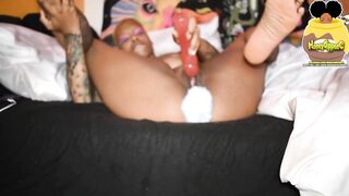Honey Play with Huge Pink Vibrator till she creams