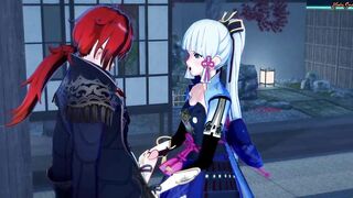 Kamisato Ayaka deepthroats penis then gets her cunt plowed by